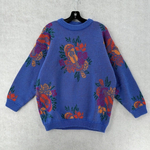 Esprit Sweaters - Vintage Ukulele Sweater Esprit Floral Hawaiian LARGE‎ Pullover Tropical 90s